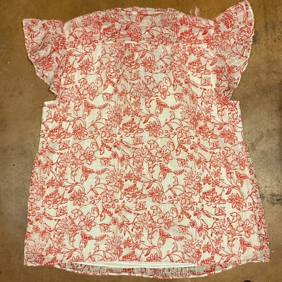 Parker Anthropologie Dainty Feminine Floral Flutter Sleeve Silk Blouse C8 - Picture 2 of 3